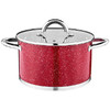 КАСТРЮЛЯ AGNESS СО СТЕКЛЯННОЙ КРЫШКОЙ, НЕРЖ.СТАЛЬ, СЕРИЯ RED MARBLE 6,0Л 24Х13,5СМ