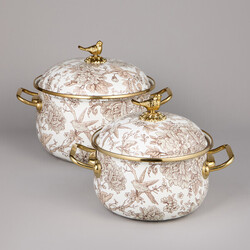 НАБОР КАСТРЮЛЬ AGNESS ЭМАЛИРОВАННЫХ СЕРИЯ "ROYAL GARDEN", 4ПР. 2,1Л И 3,8Л